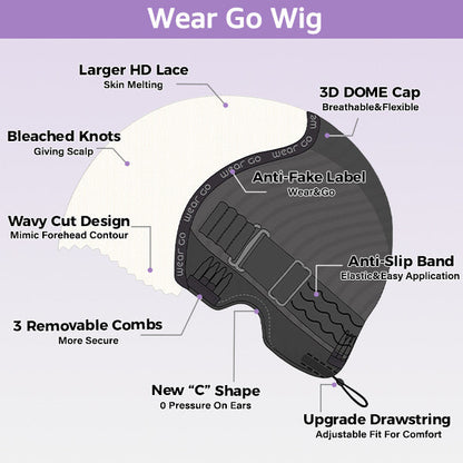 Water Wave Pre-Bleached Knots Snug Fit Drawstring Wear Go Wigs 7x5 HD Lace 100% Glueless Pre-cut Lace Closure Wigs Preplucked Natural Hairline
