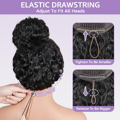 Silk Straight Glueless Pre-Bleached Knots Elastic Drawstring 13x4 13x6 HD Lace Frontal Wig 100% Human Hair Wear Go Wig