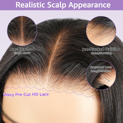 Straight Layered Cut Wear Go Glueless Wig Bleached Knots Pre Cut HD Lace Wig