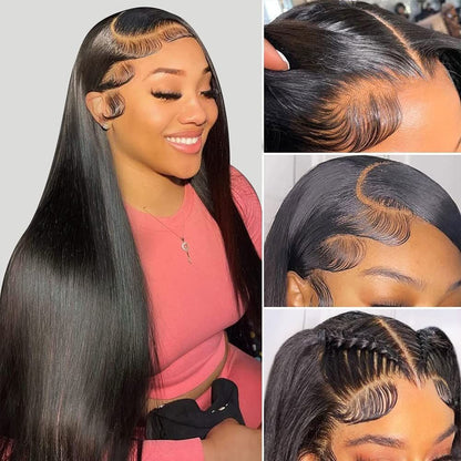 Silk Straight Glueless Pre-Bleached Knots Elastic Drawstring 13x4 13x6 HD Lace Frontal Wig 100% Human Hair Wear Go Wig