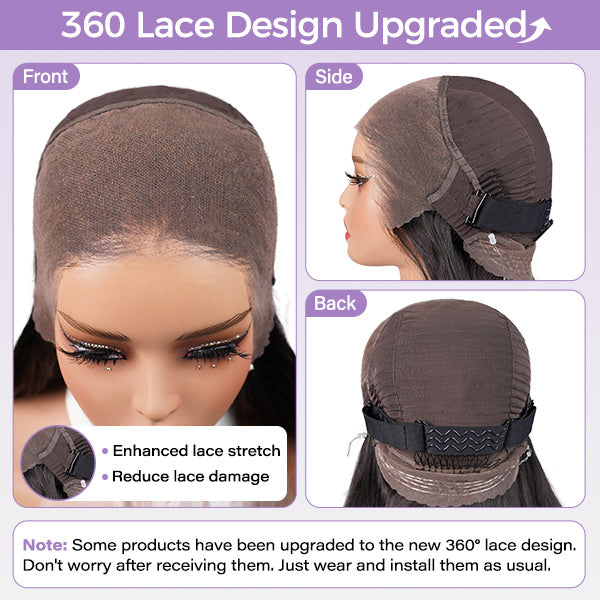 Water Wave Invisi-Drawstring Flexible Fit 360 Lace Frontal Glueless Wig With Bleached Knots