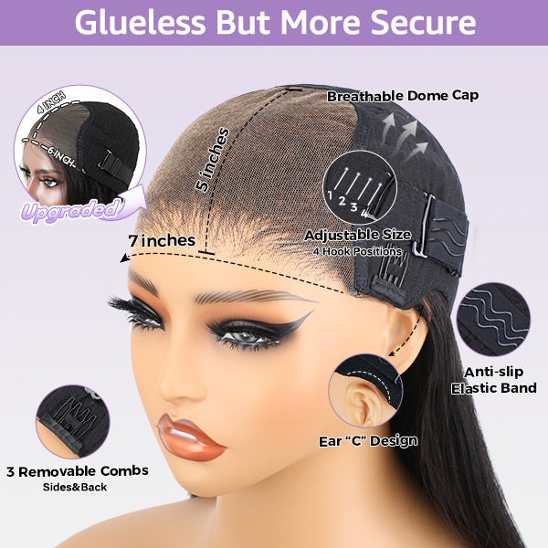 Pre-cut Lace Wig Straight Hair 4/27 Highlight Wear Go Glueless Wig 7x5 Lace Wig Preplucked with Natural Hairline