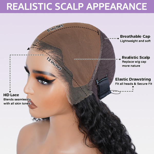 Silk Straight Glueless Pre-Bleached Knots Elastic Drawstring 13x4 13x6 HD Lace Frontal Wig 100% Human Hair Wear Go Wig