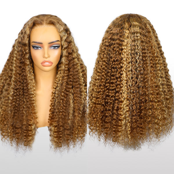 Water Wave Invisi-Drawstring Flexible Fit 360 Lace Frontal Glueless Wig With Bleached Knots