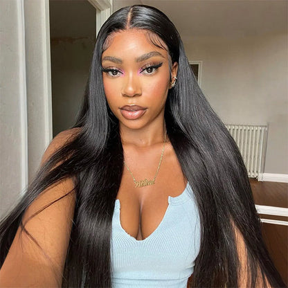Silk Straight Glueless Pre-Bleached Knots Elastic Drawstring 13x4 13x6 HD Lace Frontal Wig 100% Human Hair Wear Go Wig